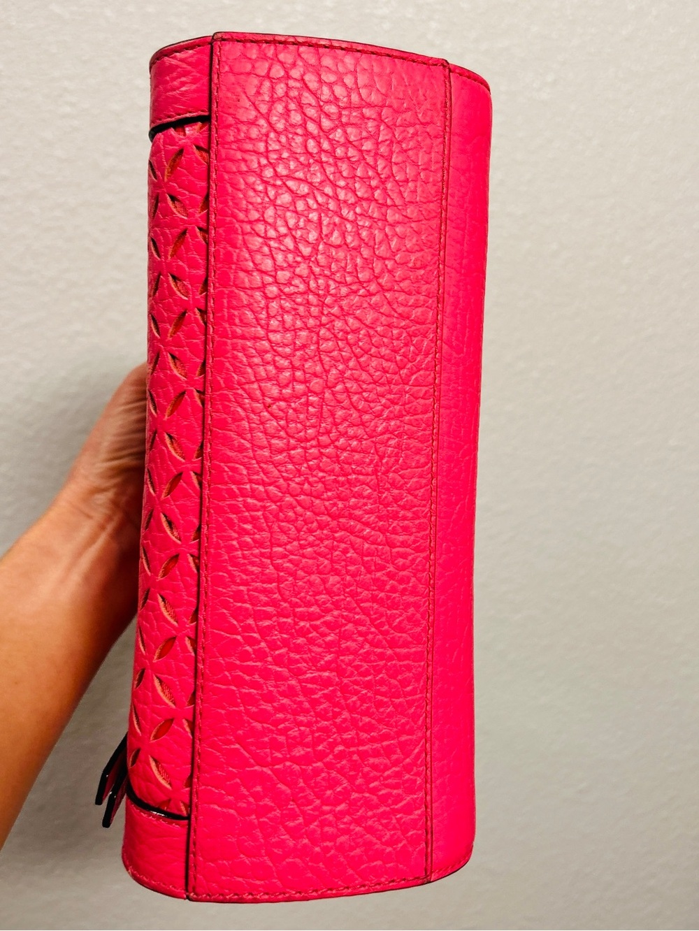 Kate Spade Pink Perforated Leather Satchel with Gold Hardware and Crossbody - Picture 6 of 6